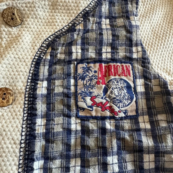 Vintage Catton Candy Shirt African Safari Patchwork Plaid Size 18M - Picture 3 of 7